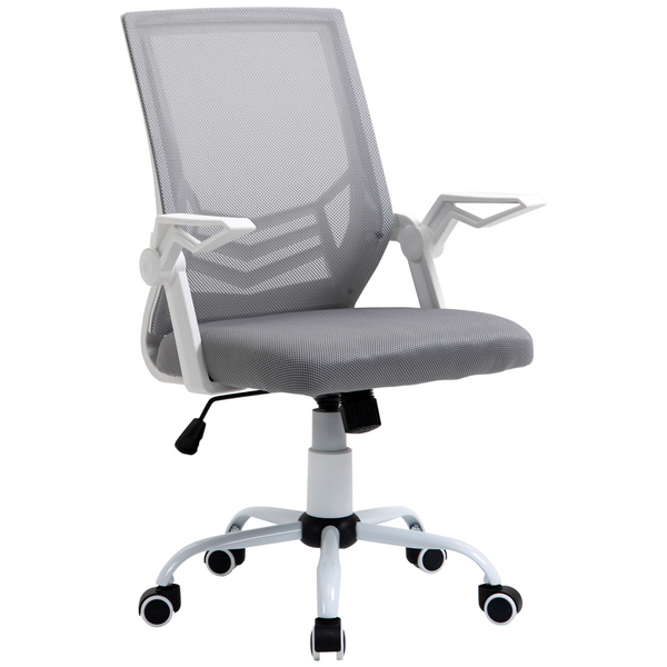 Vinsetto Mesh Office Chair - Ergonomic Swivel Task Chair with Lumbar Support, Adjustable Height, Flip-Up Arms, Grey - Premium  from Home Treasures - Just £89.99! Shop now at Home Treasures