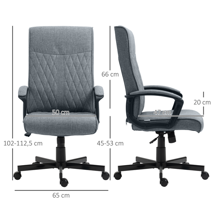 Vinsetto High-Back Home Office Chair, Linen Swivel Computer Chair with Adjustable Height & Tilt, Dark Grey - Premium  from Home Treasures - Just £131.99! Shop now at Home Treasures