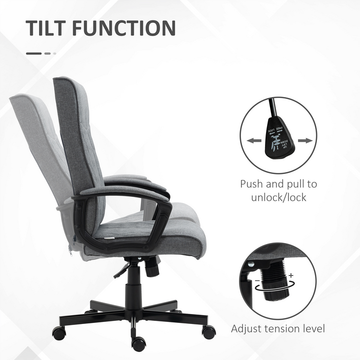 Vinsetto High-Back Home Office Chair, Linen Swivel Computer Chair with Adjustable Height & Tilt, Dark Grey - Premium  from Home Treasures - Just £131.99! Shop now at Home Treasures