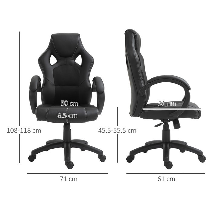 Ergonomic Faux Leather High-Back Swivel Office Chair - Adjustable Height, 360° Rotation, Comfortable PU Leather & Mesh Fabric, Black - Premium  from Home Treasures - Just £128.99! Shop now at Home Treasures