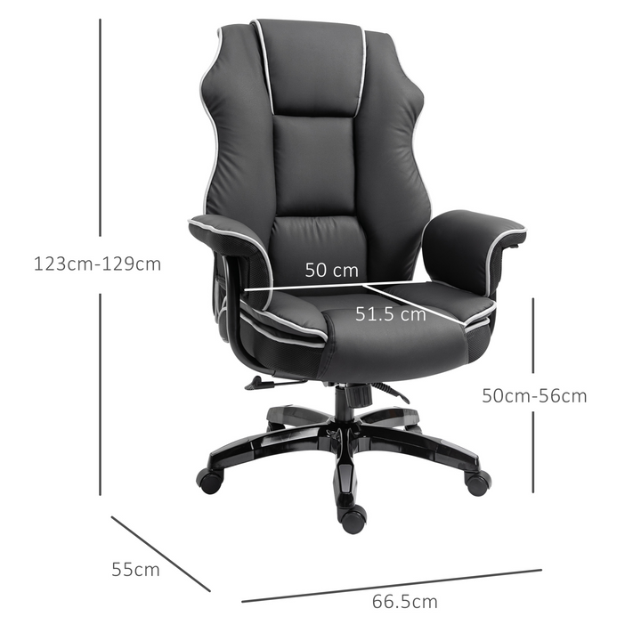 Vinsetto Piped PU Leather Home Office Chair with Adjustable Armrests (Black) - Ergonomic, Comfortable, and Rocking Design - Premium  from Home Treasures - Just £250.99! Shop now at Home Treasures