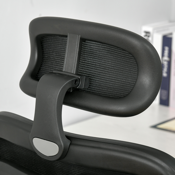 Vinsetto Mesh Ergonomic Home Office Chair with Padded Seat and Adjustable Headrest - Black - Premium  from Home Treasures - Just £138.99! Shop now at Home Treasures