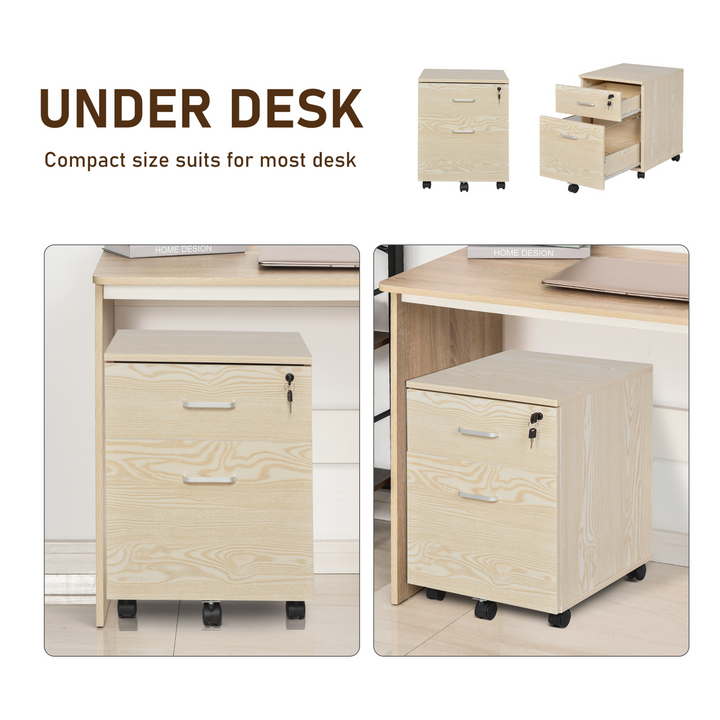 Vinsetto 2-Drawer Locking Office Filing Cabinet with 5 Wheels Rolling Storage - Premium  from Home Treasures - Just £71.99! Shop now at Home Treasures