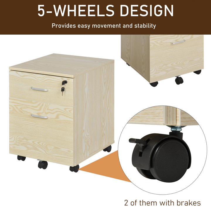 Vinsetto 2-Drawer Locking Office Filing Cabinet with 5 Wheels Rolling Storage - Premium  from Home Treasures - Just £71.99! Shop now at Home Treasures