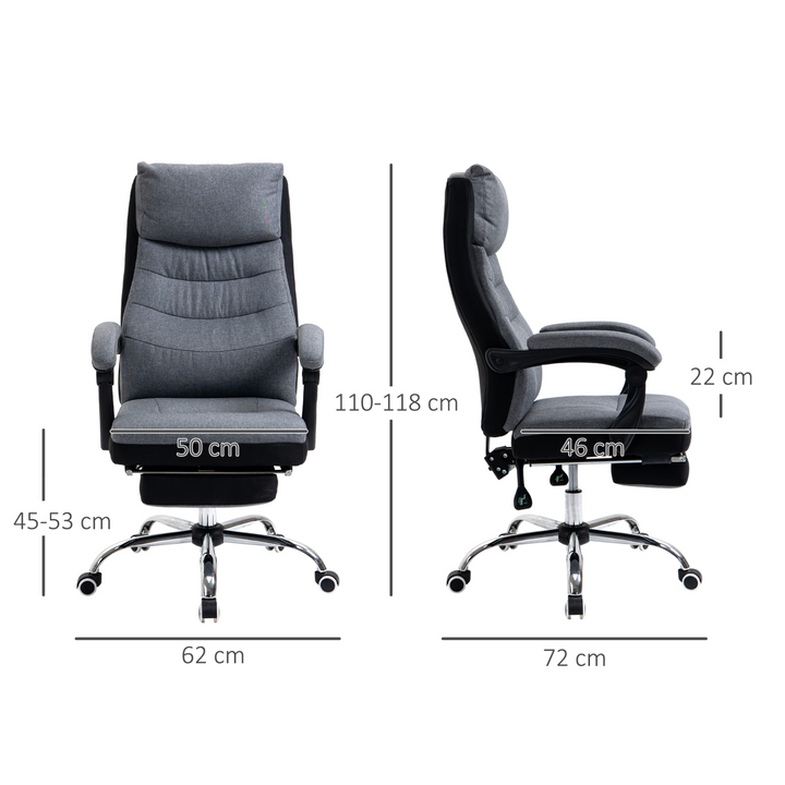 Vinsetto High Back Executive Office Chair - Ergonomic Reclining Computer Chair, Grey - Premium  from Home Treasures - Just £183.99! Shop now at Home Treasures