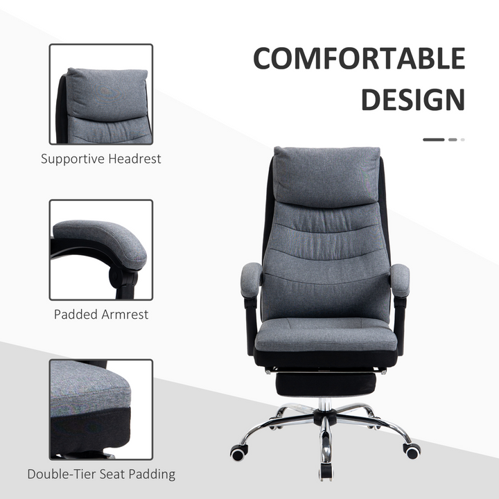 Vinsetto High Back Executive Office Chair - Ergonomic Reclining Computer Chair, Grey - Premium  from Home Treasures - Just £183.99! Shop now at Home Treasures