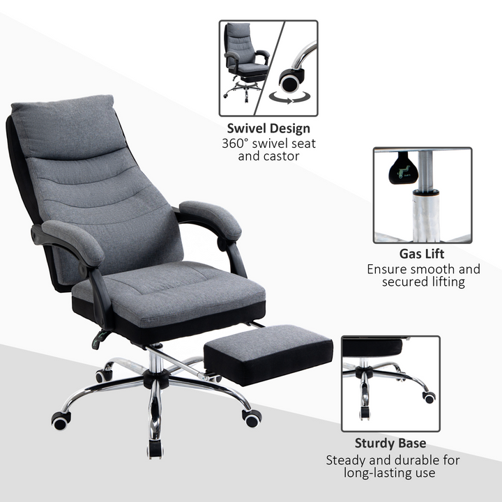 Vinsetto High Back Executive Office Chair - Ergonomic Reclining Computer Chair, Grey - Premium  from Home Treasures - Just £183.99! Shop now at Home Treasures