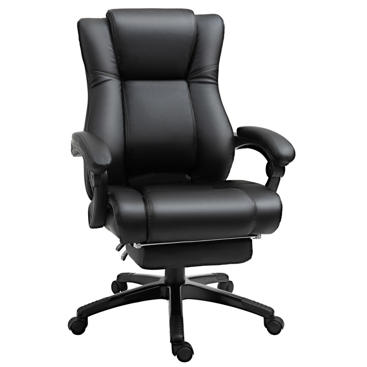 Vinsetto Ergonomic Home Office Chair - PU Leather, Footrest, Adjustable Height, and Recline (Black) - Premium  from Home Treasures - Just £216.99! Shop now at Home Treasures