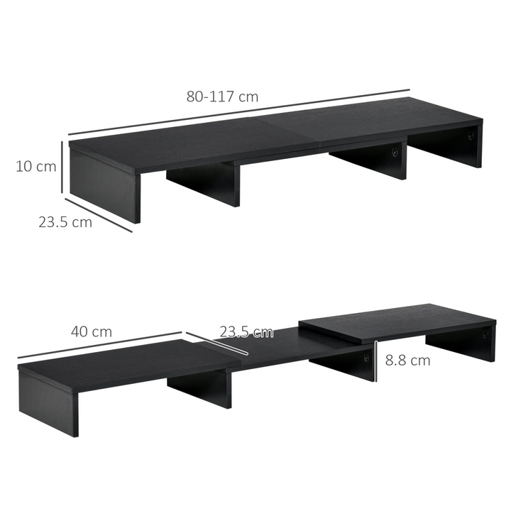 Vinsetto Dual Monitor Stand Riser with Adjustable Length and Angle, Black - Premium  from Home Treasures - Just £30.99! Shop now at Home Treasures