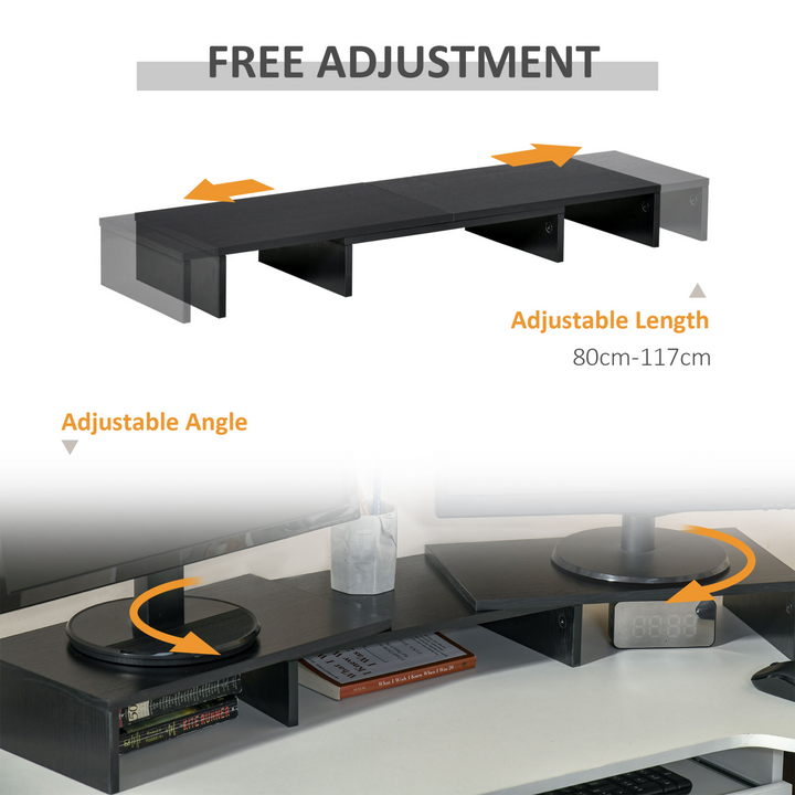 Vinsetto Dual Monitor Stand Riser with Adjustable Length and Angle, Black - Premium  from Home Treasures - Just £30.99! Shop now at Home Treasures