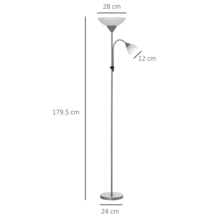 Modern 2-Head Floor Reading Lamp with Adjustable Arms - 179.5cm for Living Room, Bedroom, or Office - Premium  from Home Treasures - Just £43.99! Shop now at Home Treasures