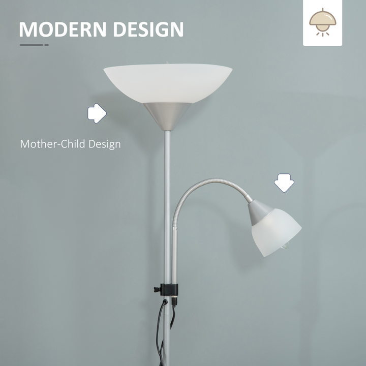 Modern 2-Head Floor Reading Lamp with Adjustable Arms - 179.5cm for Living Room, Bedroom, or Office - Premium  from Home Treasures - Just £43.99! Shop now at Home Treasures