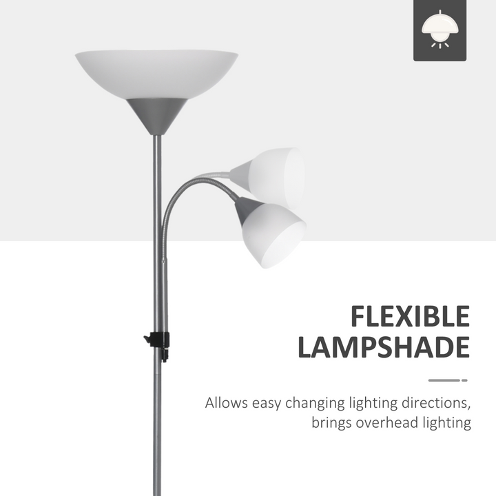 Modern 2-Head Floor Reading Lamp with Adjustable Arms - 179.5cm for Living Room, Bedroom, or Office - Premium  from Home Treasures - Just £43.99! Shop now at Home Treasures