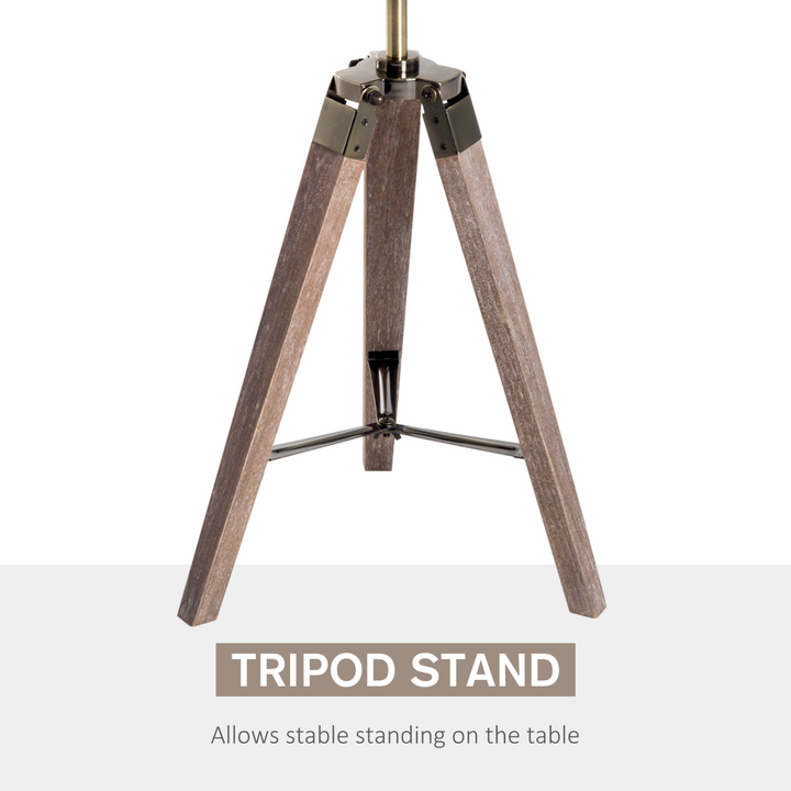 Vintage Tripod Table Desk Lamp Bedside Light Spotlight Brass Antique Searchlight Wooden Base - Premium  from Home Treasures - Just £43.99! Shop now at Home Treasures