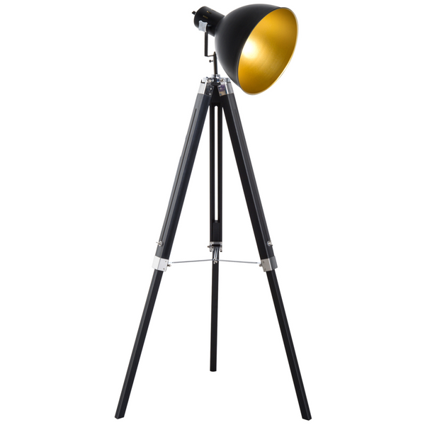 Industrial Tripod Floor Lamp, Adjustable Spotlight for Living Room, Bedroom, Home Office - Black and Gold - Premium  from Home Treasures - Just £82.99! Shop now at Home Treasures