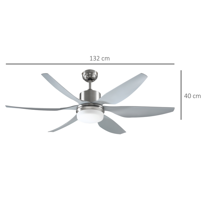 Reversible Ceiling Fan with LED Light & Remote - 6-Speed, Modern 6 Blades, Silver - Premium  from Home Treasures - Just £166.99! Shop now at Home Treasures