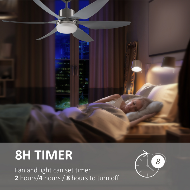 Reversible Ceiling Fan with LED Light & Remote - 6-Speed, Modern 6 Blades, Silver - Premium  from Home Treasures - Just £166.99! Shop now at Home Treasures