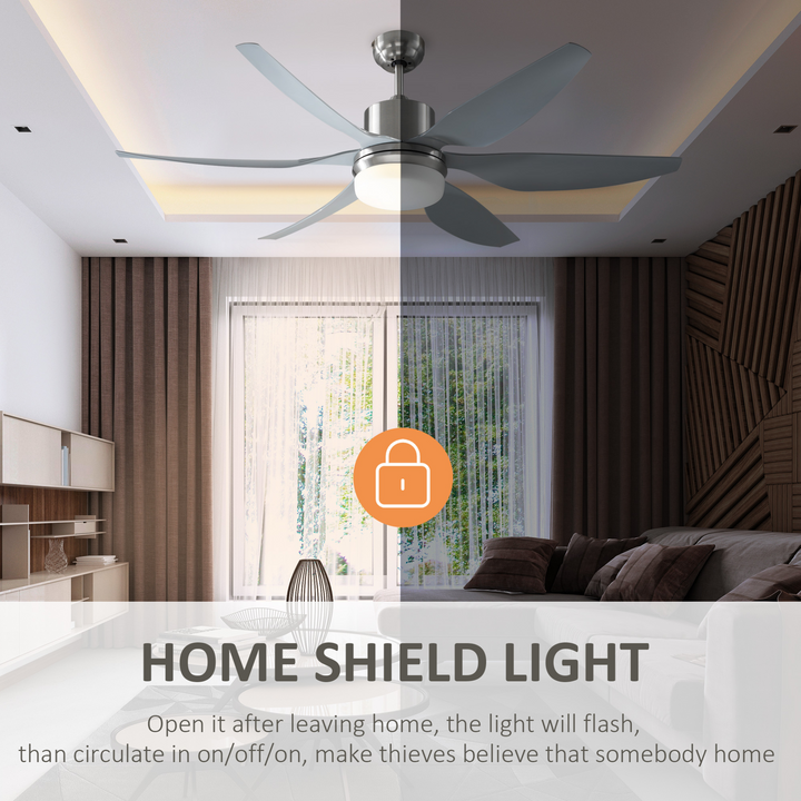 Reversible Ceiling Fan with LED Light & Remote - 6-Speed, Modern 6 Blades, Silver - Premium  from Home Treasures - Just £166.99! Shop now at Home Treasures