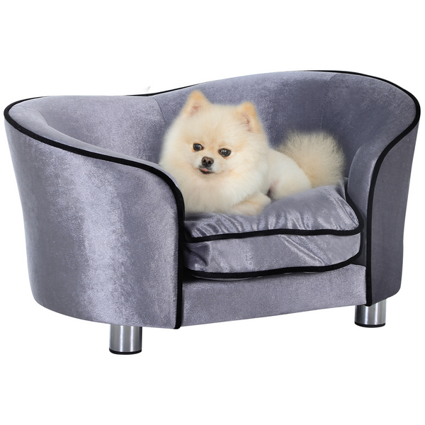 PawHut Dog Sofa Bed for Miniature Dogs - Comfortable Pet Lounge with Washable Cushion, Wooden Frame & Storage Pocket - Premium  from Home Treasures - Just £76.99! Shop now at Home Treasures