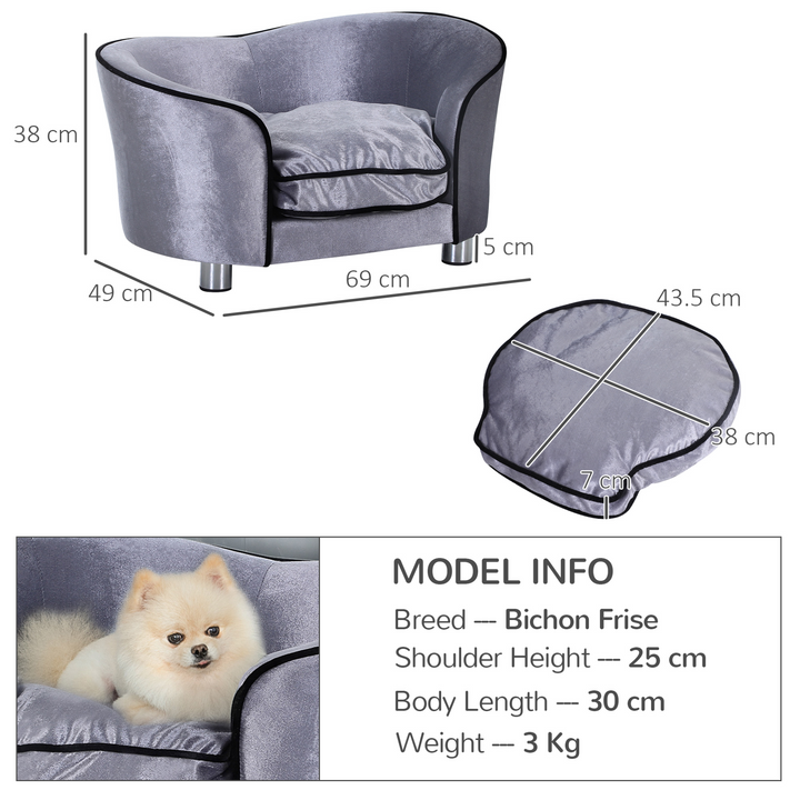 PawHut Dog Sofa Bed for Miniature Dogs - Comfortable Pet Lounge with Washable Cushion, Wooden Frame & Storage Pocket - Premium  from Home Treasures - Just £76.99! Shop now at Home Treasures