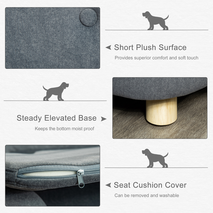 PawHut Luxurious Grey Dog Sofa Bed - Water Resistant, Washable, Wooden Frame - Perfect for Miniature Dogs and Kittens - Premium  from Home Treasures - Just £103.99! Shop now at Home Treasures