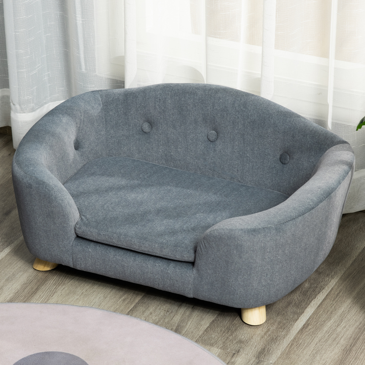 PawHut Luxurious Grey Dog Sofa Bed - Water Resistant, Washable, Wooden Frame - Perfect for Miniature Dogs and Kittens - Premium  from Home Treasures - Just £103.99! Shop now at Home Treasures