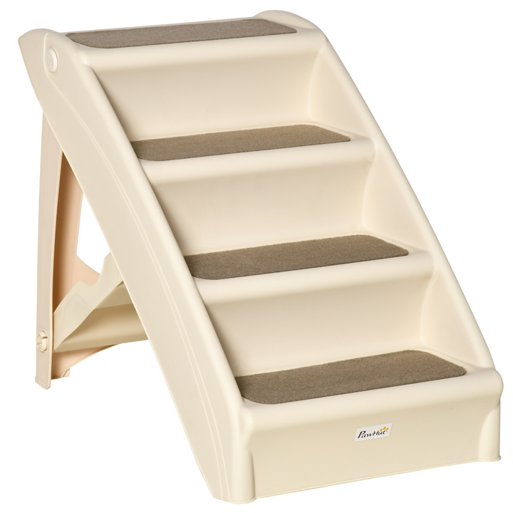 PawHut Foldable Pet Stairs | Portable Dog Steps for Sofa & Bed | Non-Slip Mats for Cats & Small Dogs | Beige, 62 x 38 x 49.5cm - Premium  from Home Treasures - Just £46.99! Shop now at Home Treasures