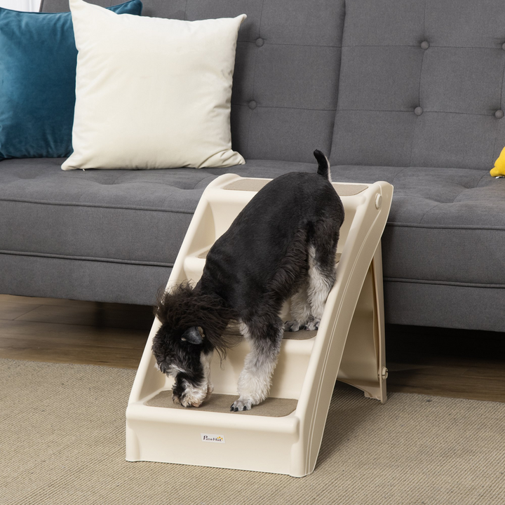 PawHut Foldable Pet Stairs | Portable Dog Steps for Sofa & Bed | Non-Slip Mats for Cats & Small Dogs | Beige, 62 x 38 x 49.5cm - Premium  from Home Treasures - Just £46.99! Shop now at Home Treasures