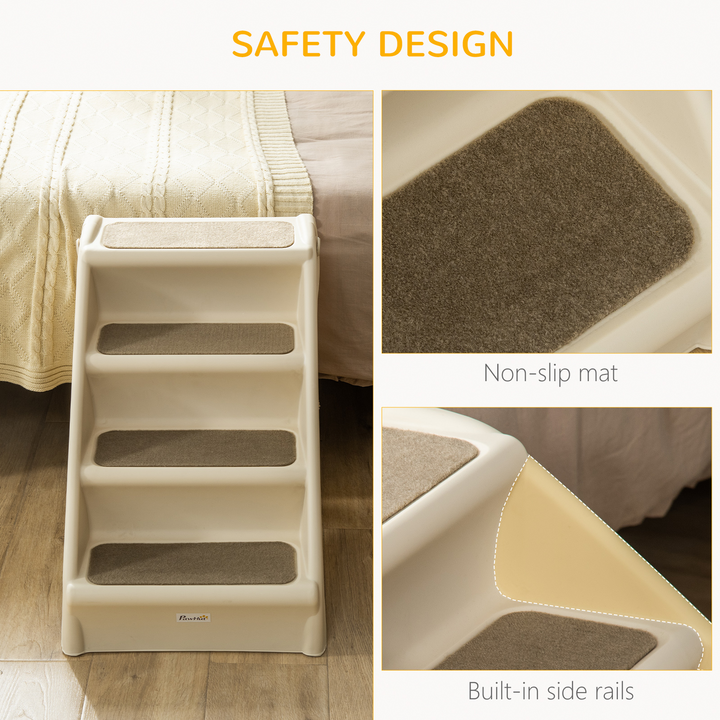 PawHut Foldable Pet Stairs | Portable Dog Steps for Sofa & Bed | Non-Slip Mats for Cats & Small Dogs | Beige, 62 x 38 x 49.5cm - Premium  from Home Treasures - Just £46.99! Shop now at Home Treasures