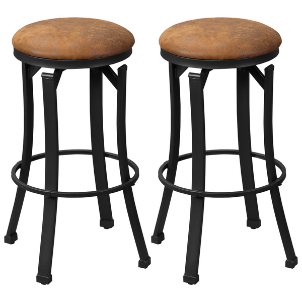 Vintage Style Bar Stools, Set of 2 with Footrest, 360° Swivel, Brown Microfibre Upholstery - Premium  from Home Treasures - Just £101.99! Shop now at Home Treasures