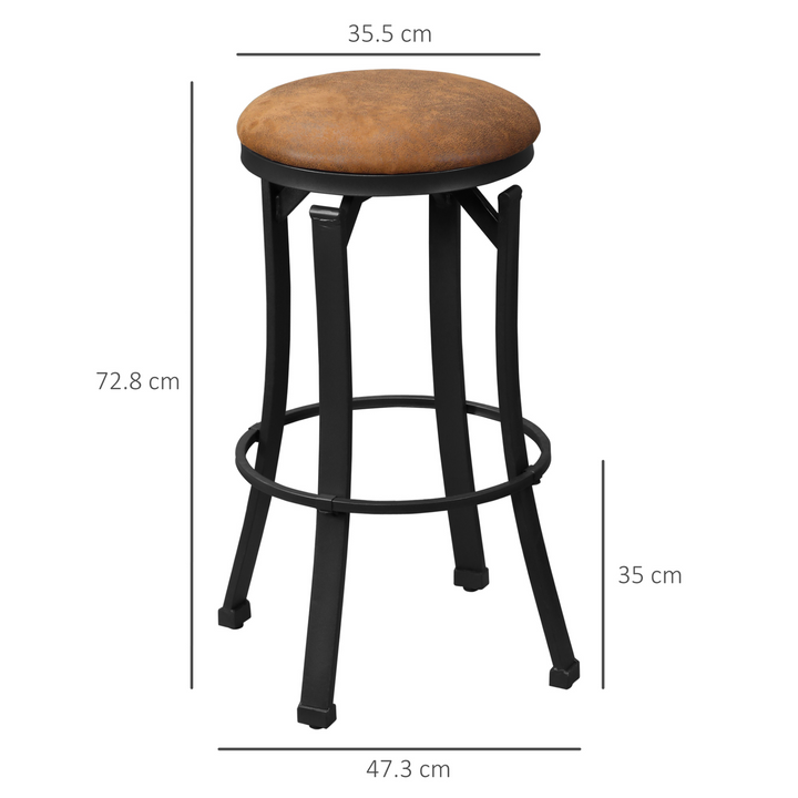 Vintage Style Bar Stools, Set of 2 with Footrest, 360° Swivel, Brown Microfibre Upholstery - Premium  from Home Treasures - Just £101.99! Shop now at Home Treasures