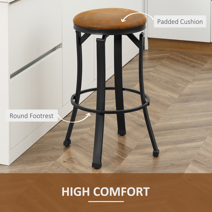 Vintage Style Bar Stools, Set of 2 with Footrest, 360° Swivel, Brown Microfibre Upholstery - Premium  from Home Treasures - Just £101.99! Shop now at Home Treasures