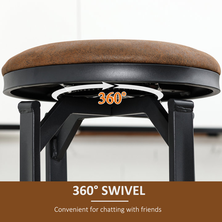 Vintage Style Bar Stools, Set of 2 with Footrest, 360° Swivel, Brown Microfibre Upholstery - Premium  from Home Treasures - Just £101.99! Shop now at Home Treasures