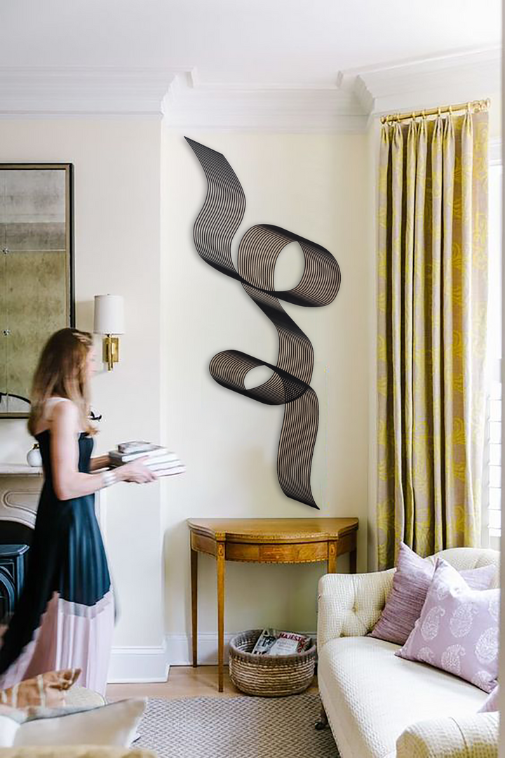 Curves Wood Wall Art - Elegant Wooden Wave Panel by Studio Rima | Handcrafted Poplar Wood Decor | Unique Wall Hanging | 180 x 69 cm - Premium  from Home Treasures - Just £514.89! Shop now at Home Treasures