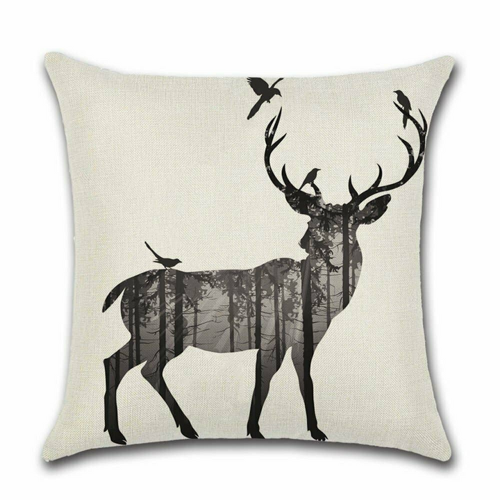 Elegant Deer Cushion Cover - 45x45cm, Premium Woven Fabric, Double-Sided Print, Invisible Zipper - Ideal for Living Room & Bedroom Decor - Premium  from Home Treasures - Just £44.99! Shop now at Home Treasures