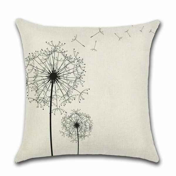 Elegant Dandelion Cushion Cover, 45x45cm - Double-Sided Print, Invisible Zipper, 100% Polyester