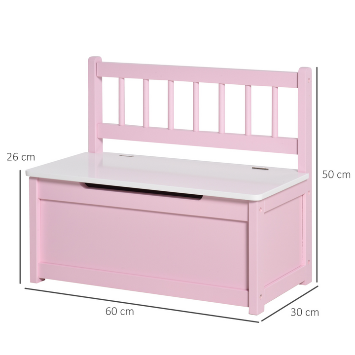 2-in-1 Pink Wooden Toy Box & Kids Seat Bench - Safety Pneumatic Rod, Storage Chest & Organizer - Premium  from Home Treasures - Just £51.99! Shop now at Home Treasures