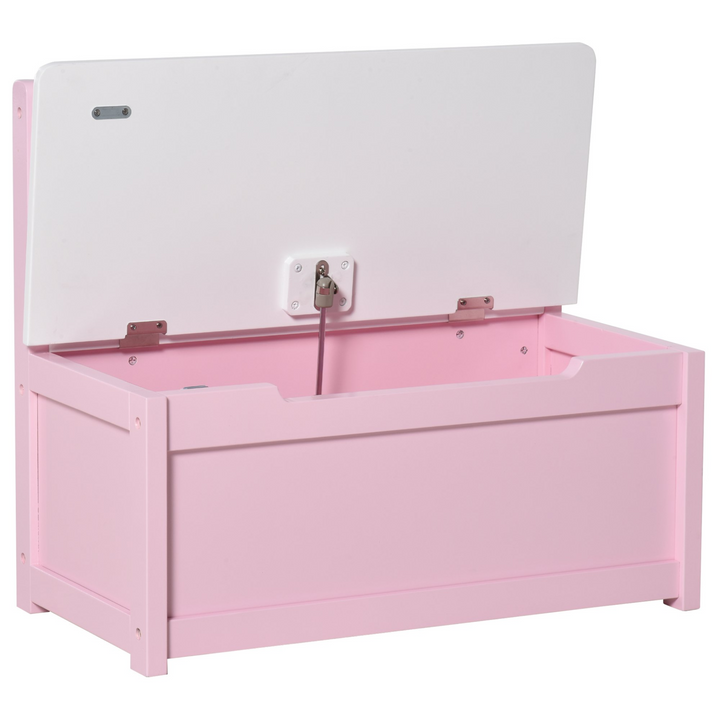 2-in-1 Pink Wooden Toy Box & Kids Seat Bench - Safety Pneumatic Rod, Storage Chest & Organizer - Premium  from Home Treasures - Just £51.99! Shop now at Home Treasures