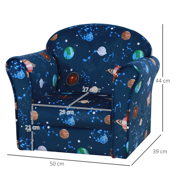 Children's Mini Planet-themed Sofa Armchair in Blue | Comfortable & Stylish with Non-slip Feet for Bedroom - Premium  from Home Treasures - Just £75.99! Shop now at Home Treasures