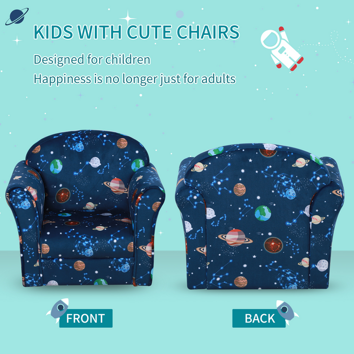 Children's Mini Planet-themed Sofa Armchair in Blue | Comfortable & Stylish with Non-slip Feet for Bedroom - Premium  from Home Treasures - Just £75.99! Shop now at Home Treasures