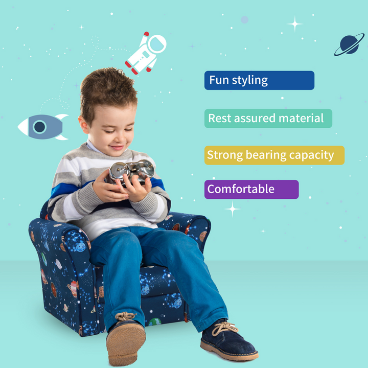 Children's Mini Planet-themed Sofa Armchair in Blue | Comfortable & Stylish with Non-slip Feet for Bedroom - Premium  from Home Treasures - Just £75.99! Shop now at Home Treasures