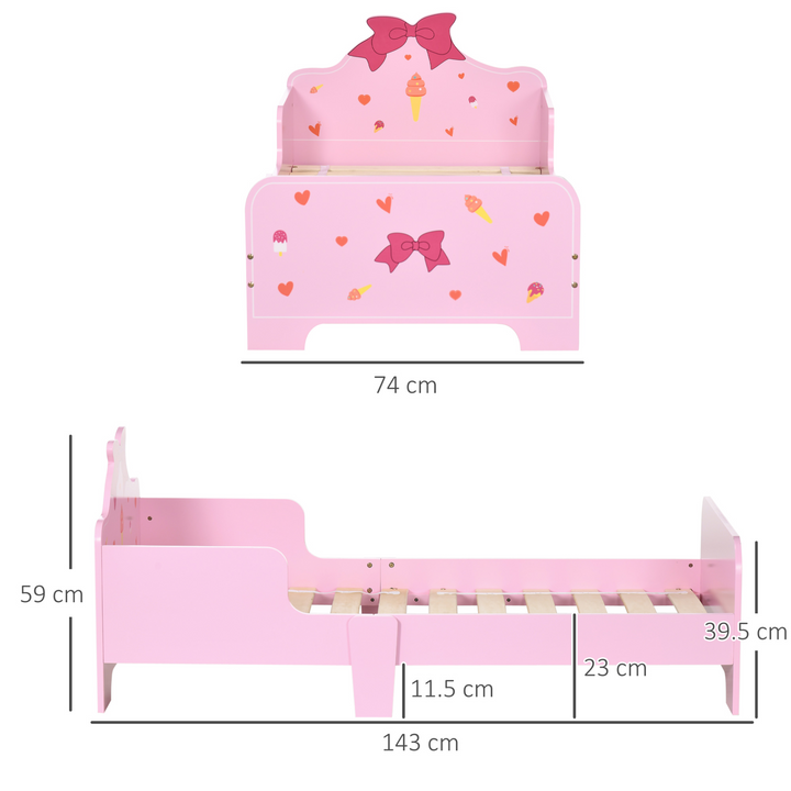 ZONEKIZ Princess Toddler Bed for Girls, Ages 3-6, Pink Kids Bedroom Furniture with Safety Side Rails, 143 x 74 x 59cm - Premium  from Home Treasures - Just £105.99! Shop now at Home Treasures