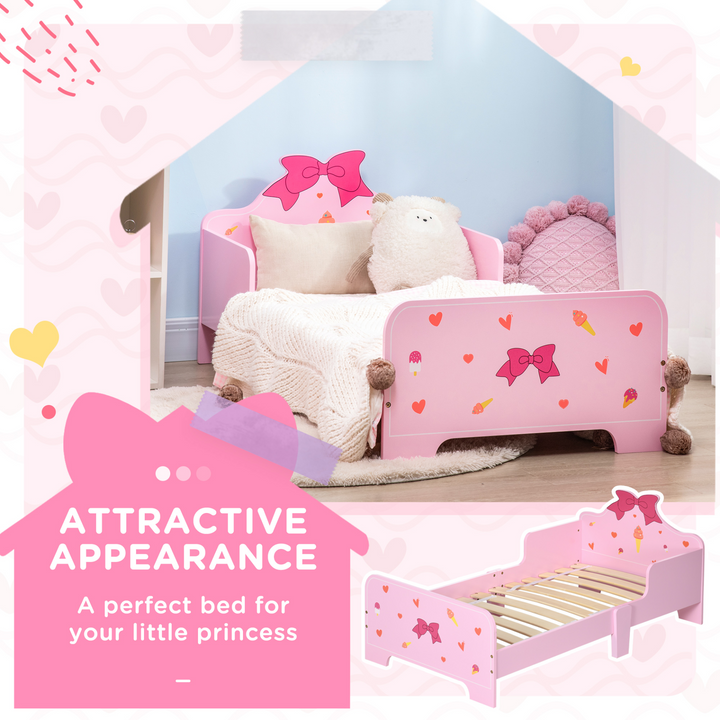 ZONEKIZ Princess Toddler Bed for Girls, Ages 3-6, Pink Kids Bedroom Furniture with Safety Side Rails, 143 x 74 x 59cm - Premium  from Home Treasures - Just £105.99! Shop now at Home Treasures