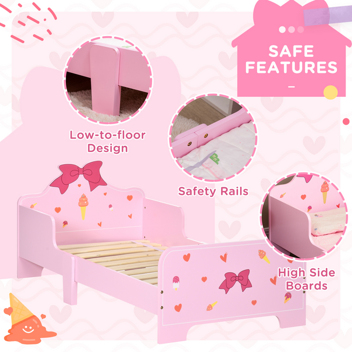 ZONEKIZ Princess Toddler Bed for Girls, Ages 3-6, Pink Kids Bedroom Furniture with Safety Side Rails, 143 x 74 x 59cm - Premium  from Home Treasures - Just £105.99! Shop now at Home Treasures