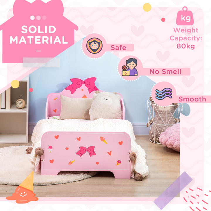 ZONEKIZ Princess Toddler Bed for Girls, Ages 3-6, Pink Kids Bedroom Furniture with Safety Side Rails, 143 x 74 x 59cm - Premium  from Home Treasures - Just £105.99! Shop now at Home Treasures