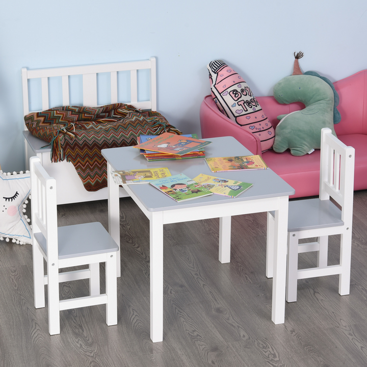 3-Piece Children's Table and Chair Set in Grey Toddler Preschool Desk with 2 Chairs for Indoor Study, Rest, and Snack Time - Premium  from Home Treasures - Just £79.99! Shop now at Home Treasures