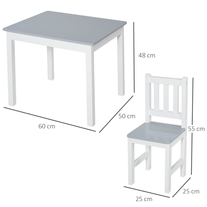 3-Piece Children's Table and Chair Set in Grey Toddler Preschool Desk with 2 Chairs for Indoor Study, Rest, and Snack Time - Premium  from Home Treasures - Just £79.99! Shop now at Home Treasures