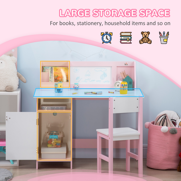 Children's Table and Chair Set - 2-Piece Toddler Furniture with Multi-Use Whiteboard, Pink | Kids' Study and Play Furniture - Premium  from Home Treasures - Just £135.99! Shop now at Home Treasures