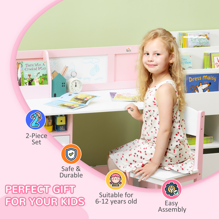 Children's Table and Chair Set - 2-Piece Toddler Furniture with Multi-Use Whiteboard, Pink | Kids' Study and Play Furniture - Premium  from Home Treasures - Just £135.99! Shop now at Home Treasures