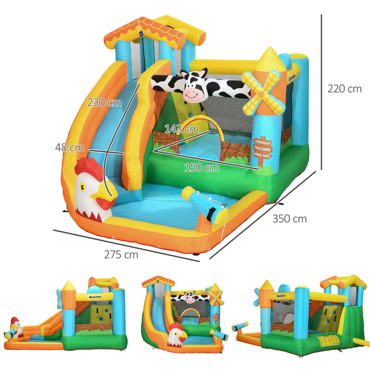 Farm Style Children's Bouncy Castle with Blower and Carry Bag | Fun Slide, Water Cannon, Trampoline, Climbing Wall | Quick Inflation | Safe and Durable for Ages 3-8 - Premium  from Home Treasures - Just £418.99! Shop now at Home Treasures